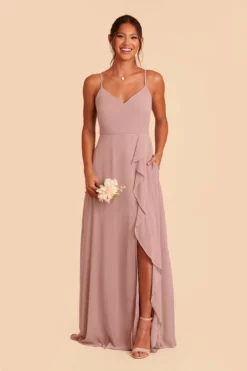 Theresa Chiffon Dress - English Rose -US Skirt Sales 2024 english rose theresa convertible slit bridesmaid dress 03