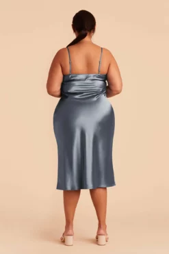 Lisa Shiny Satin Midi Dress - French Blue 11 Lisa Shiny Satin Midi Dress - French Blue -US Skirt Sales 2024 french blue lisa midi satin plus size bridesmaid dress 03