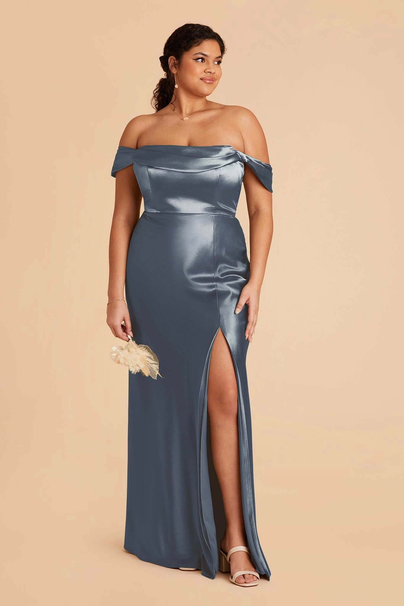 Mia Shiny Satin Convertible Dress - French Blue 7 Mia Shiny Satin Convertible Dress - French Blue - Image 7