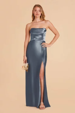 Mia Shiny Satin Convertible Dress - French Blue 9 Mia Shiny Satin Convertible Dress - French Blue -US Skirt Sales 2024 french blue mia satin bridesmaid dress 05