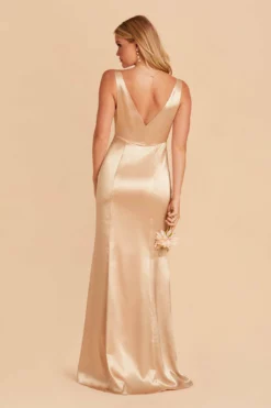 Gloria Shiny Satin Dress - Gold -US Skirt Sales 2024 gold gloria satin bridesmaid dress 03