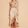 James Shiny Satin Midi Dress - Gold
