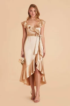 James Shiny Satin Midi Dress - Gold -US Skirt Sales 2024 gold james satin bridesmaid dress 02 6204909a 8554 4ab1 9bfb cfe99466c6d0
