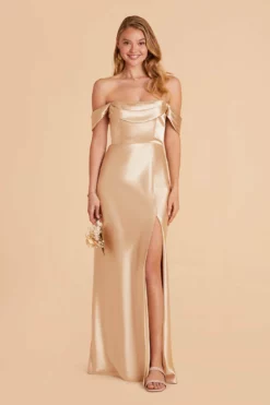 Mia Shiny Satin Convertible Dress - Gold -US Skirt Sales 2024 gold mia convertible satin bridesmaid dress 02 c30f63e1 d59a 45cb a204 1fe146bd385f