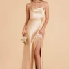 Mia Shiny Satin Convertible Dress - Gold