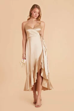 YC Shiny Satin Midi Dress - Gold -US Skirt Sales 2024 gold yc satin bridesmaid dress 03 565031ba 7fcf 4a3c 8868 c31a5e9356be