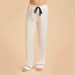 Jonny Satin Pajama Pants - Ivory -US Skirt Sales 2024 ivory jonny satin pants bridesmaid pajamas 02