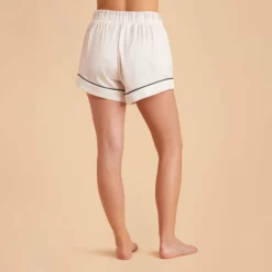 Jonny Satin Pajama Shorts - Ivory -US Skirt Sales 2024 ivory jonny satin shorts bridesmaid pajamas 02