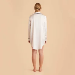 Kamryn Satin Sleepshirt - Ivory -US Skirt Sales 2024 ivory kamryn satin sleep shirt bridesmaid pajamas 05