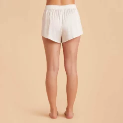 Olivia PJ Shorts - Ivory -US Skirt Sales 2024 ivory olivia satin cami shorts bridesmaid pajamas 02