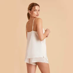 Olivia Cami And Shorts Set - Ivory -US Skirt Sales 2024 ivory olivia satin cami top bridesmaid pajamas 06