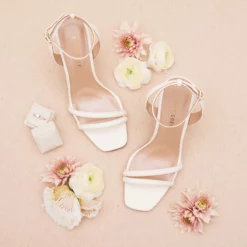 Julia Chunky Heel - Ivory 12 Julia Chunky Heel - Ivory -US Skirt Sales 2024 julia ivory bridesmaid shoes flat lay 01 rt