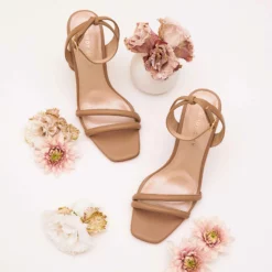 Julia Chunky Heel - Mocha -US Skirt Sales 2024 julia mocha bridesmaid shoes flat lay 01 rt