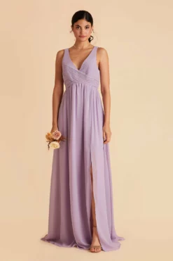 Laurie Empire Dress - Lavender -US Skirt Sales 2024 lavender laurie slit bridesmaid dress 03