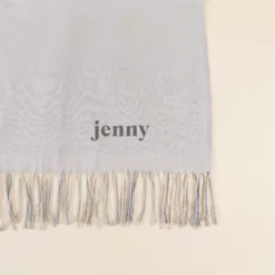 Shawl With Fringe - Light Grey -US Skirt Sales 2024 light grey cashmere shawl personalized flat lay 01