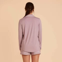 Jonny Long Sleeve Pajama Set - Mauve -US Skirt Sales 2024 mauve jonny long sleeve bridesmaid pajama set 06