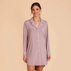 Kamryn Sleepshirt - Mauve -US Skirt Sales 2024 mauve kamryn sleepshirt bridesmaid pajama 02
