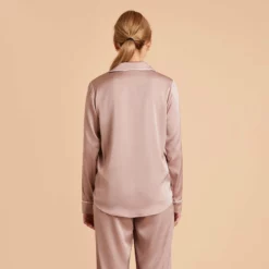 Jonny Long Sleeves And Pants Satin PJ Set - Mauve Taupe 27 Jonny Long Sleeves And Pants Satin PJ Set - Mauve Taupe -US Skirt Sales 2024 mauve taupe jonny satin long sleeve top bridesmaid pajamas 06