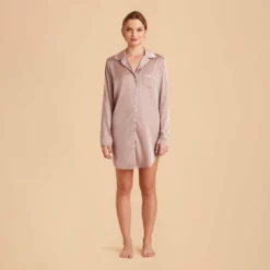Kamryn Satin Sleepshirt - Mauve Taupe 19 Kamryn Satin Sleepshirt - Mauve Taupe -US Skirt Sales 2024 mauve taupe kamryn satin sleep shirt bridesmaid pajamas 01