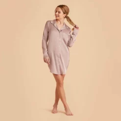 Kamryn Satin Sleepshirt - Mauve Taupe