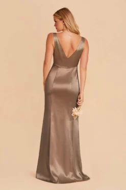 Gloria Shiny Satin Dress - Mocha -US Skirt Sales 2024 mocha gloria satin bridesmaid dress 04
