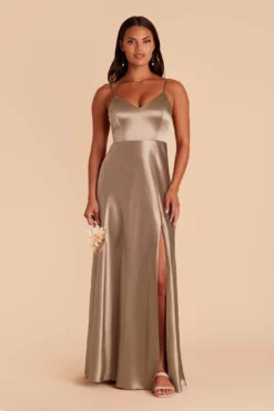 Jay Shiny Satin Dress - Mocha -US Skirt Sales 2024 mocha jay satin bridesmaid dress 04