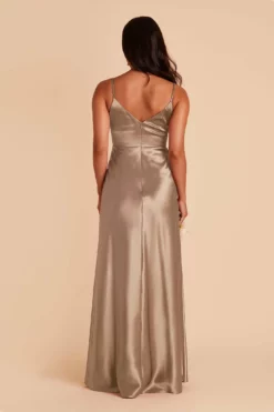 Jay Shiny Satin Dress - Mocha -US Skirt Sales 2024 mocha jay satin bridesmaid dress 05