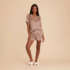 Jonny Satin Pajama Set - Mocha