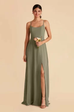 Amy Chiffon Dress - Moss Green