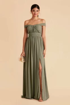 Grace Convertible Dress - Moss Green -US Skirt Sales 2024 moss green grace convertible slit bridesmaid dress 06