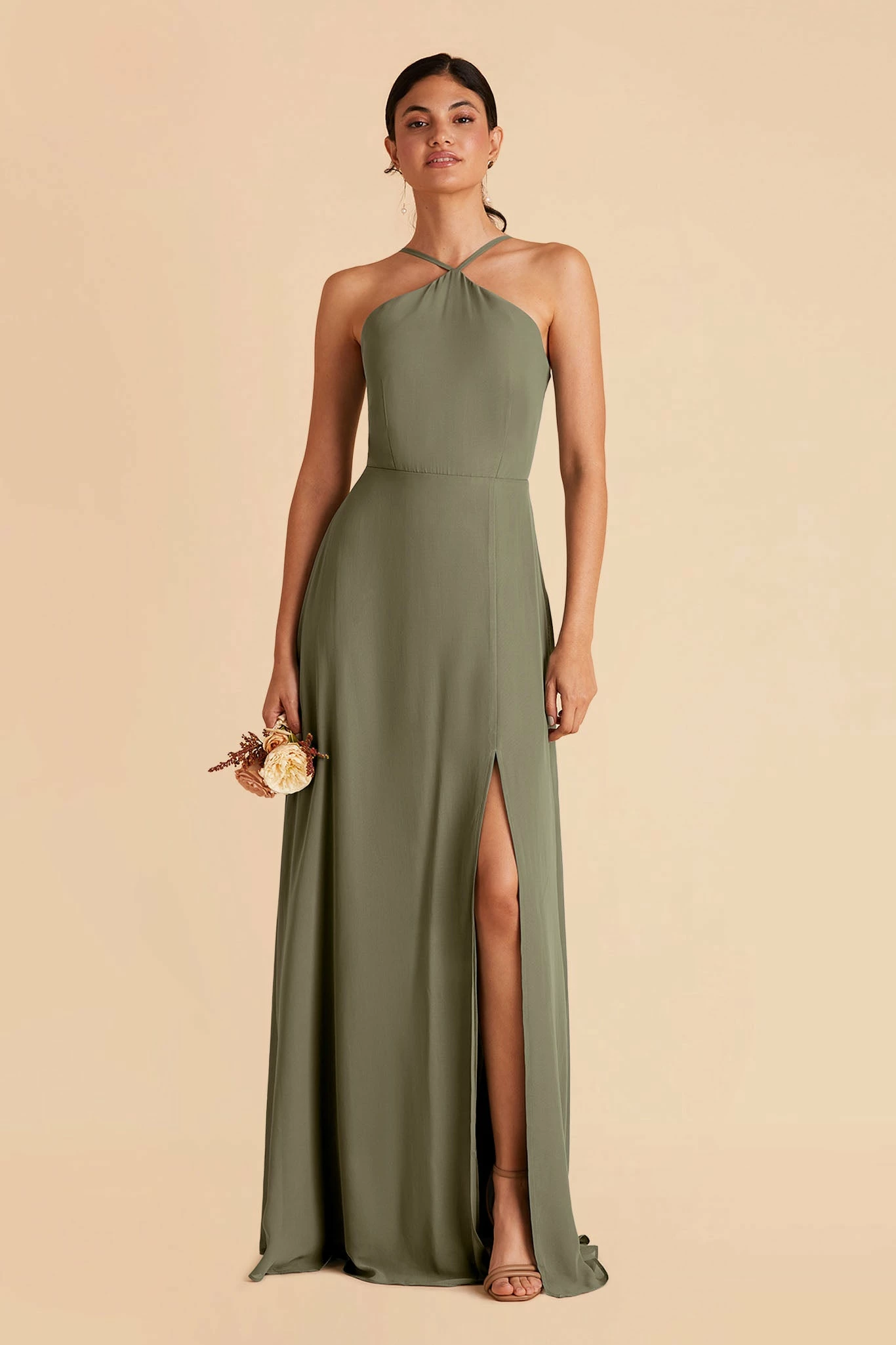 Juliet Chiffon Dress - Moss Green 5 Juliet Chiffon Dress - Moss Green - Image 5