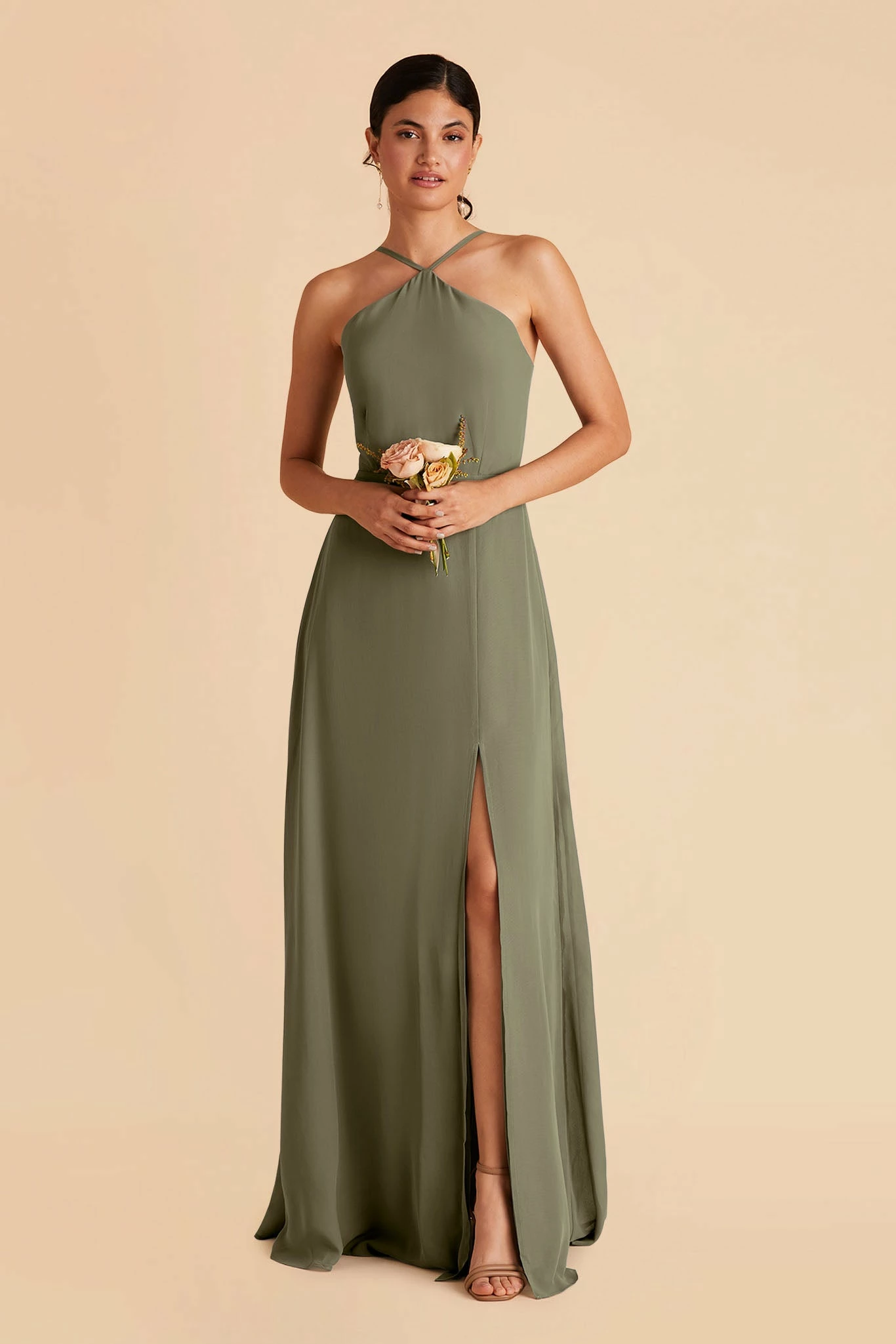Juliet Chiffon Dress - Moss Green 4 Juliet Chiffon Dress - Moss Green - Image 4
