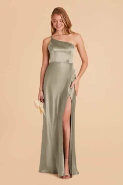 Kensie Shiny Satin Dress - Moss Green -US Skirt Sales 2024 moss green kensie satin bridesmaid dress 07