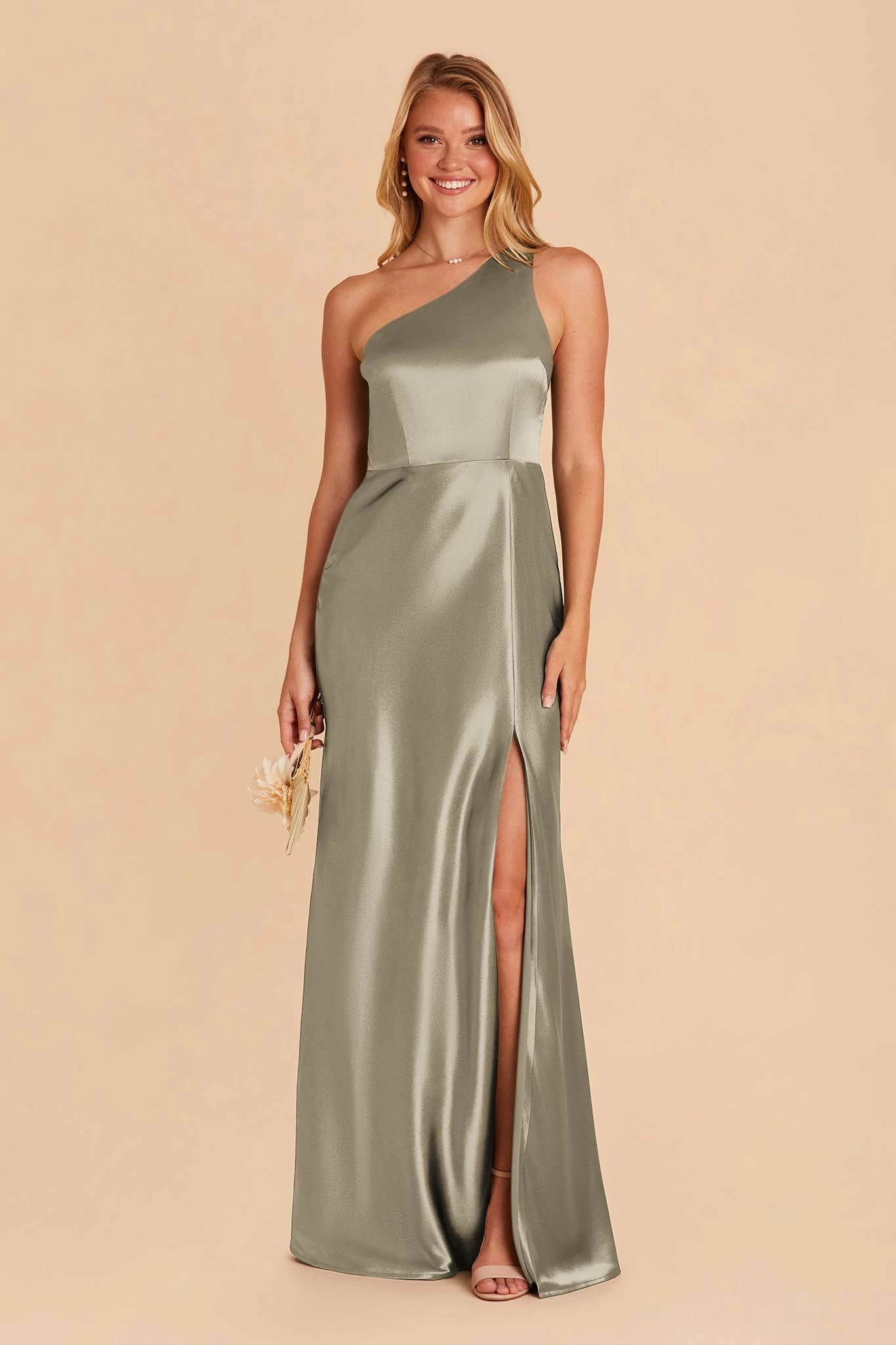 Kira Shiny Satin Dress - Moss Green 4 Kira Shiny Satin Dress - Moss Green - Image 4