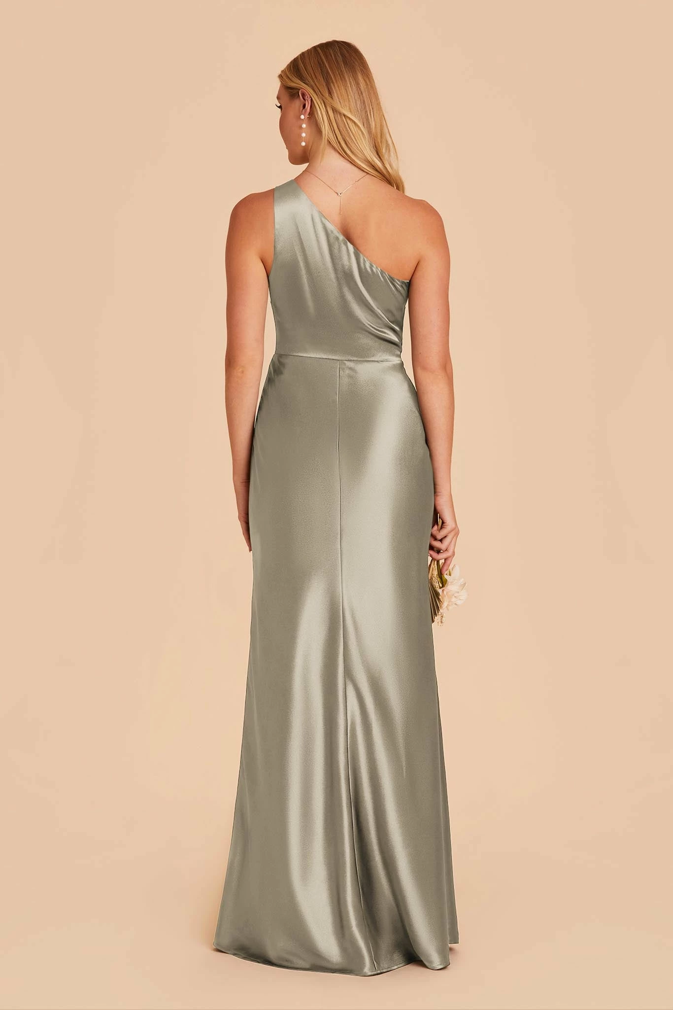Kira Shiny Satin Dress - Moss Green 5 Kira Shiny Satin Dress - Moss Green - Image 5