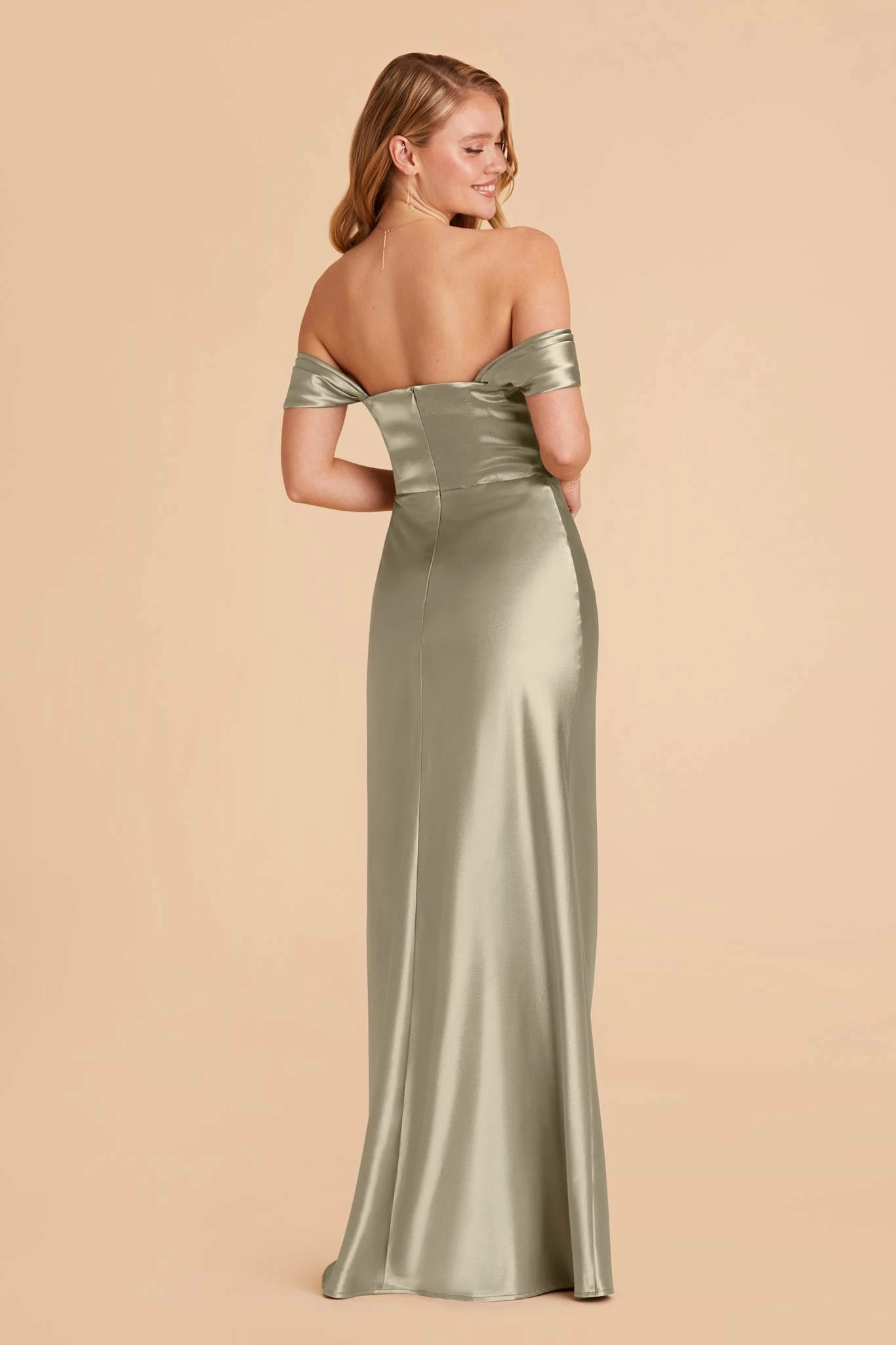 Mia Shiny Satin Convertible Dress - Moss Green 6 Mia Shiny Satin Convertible Dress - Moss Green - Image 6