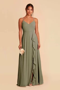 Theresa Chiffon Dress - Moss Green -US Skirt Sales 2024 moss green theresa convertible slit bridesmaid dress 01