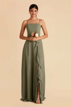 Winnie Convertible Chiffon Dress - Moss Green -US Skirt Sales 2024 moss green winnie convertible slit bridesmaid dress 03