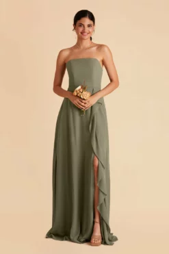 Winnie Convertible Chiffon Dress - Moss Green -US Skirt Sales 2024 moss green winnie convertible slit bridesmaid dress 05