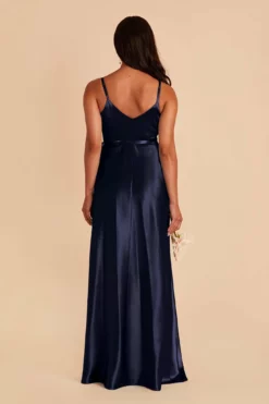 Cindy Shiny Satin Dress - Navy -US Skirt Sales 2024 navy cindy satin bridesmaid dress 05