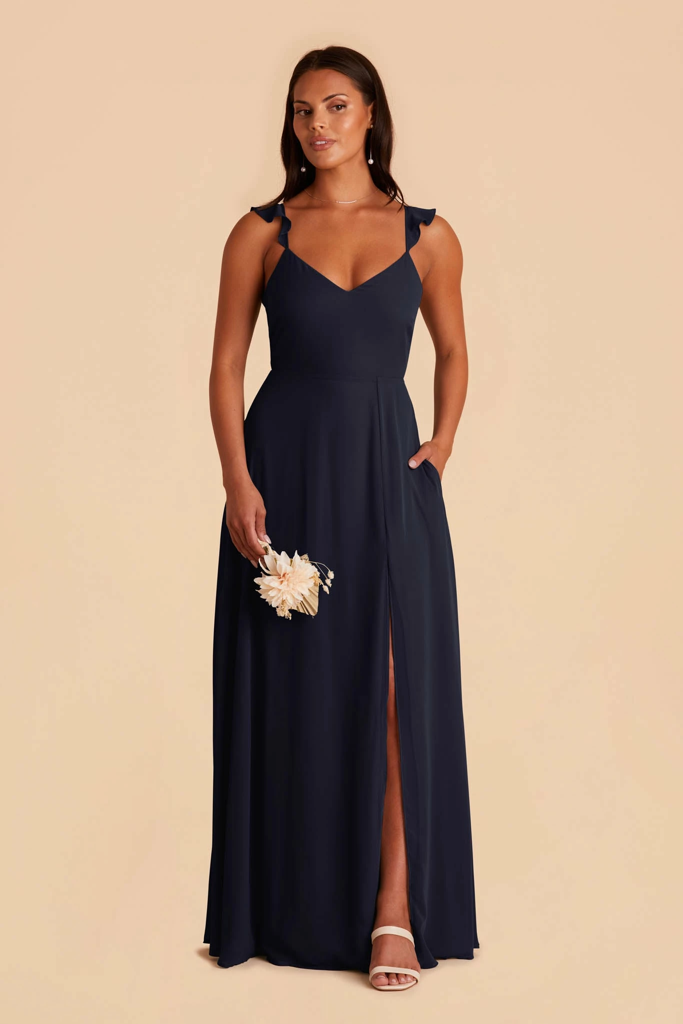 Doris Chiffon Dress - Navy 4 Doris Chiffon Dress - Navy - Image 4