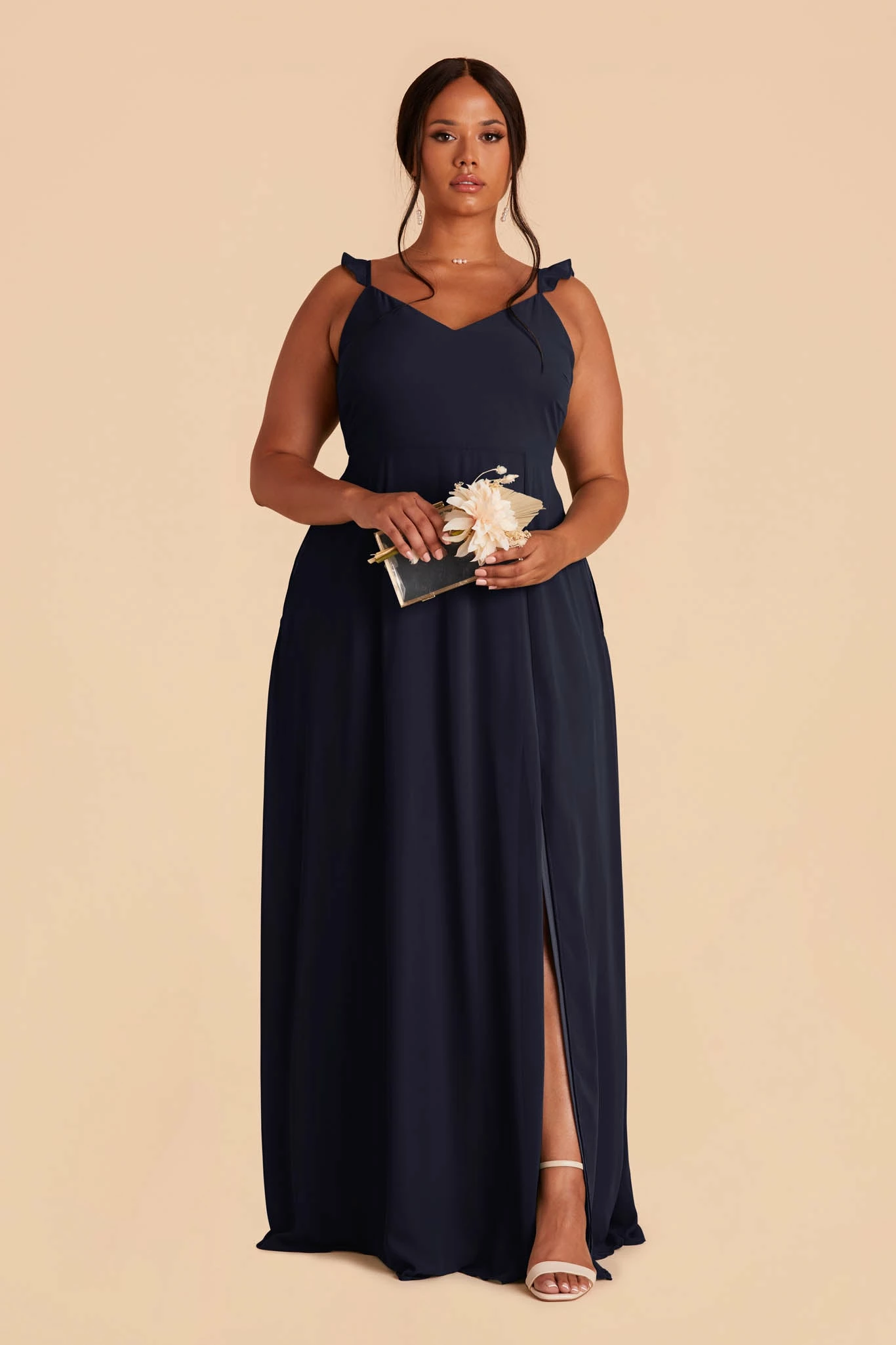 Doris Chiffon Dress - Navy 2 Doris Chiffon Dress - Navy - Image 2