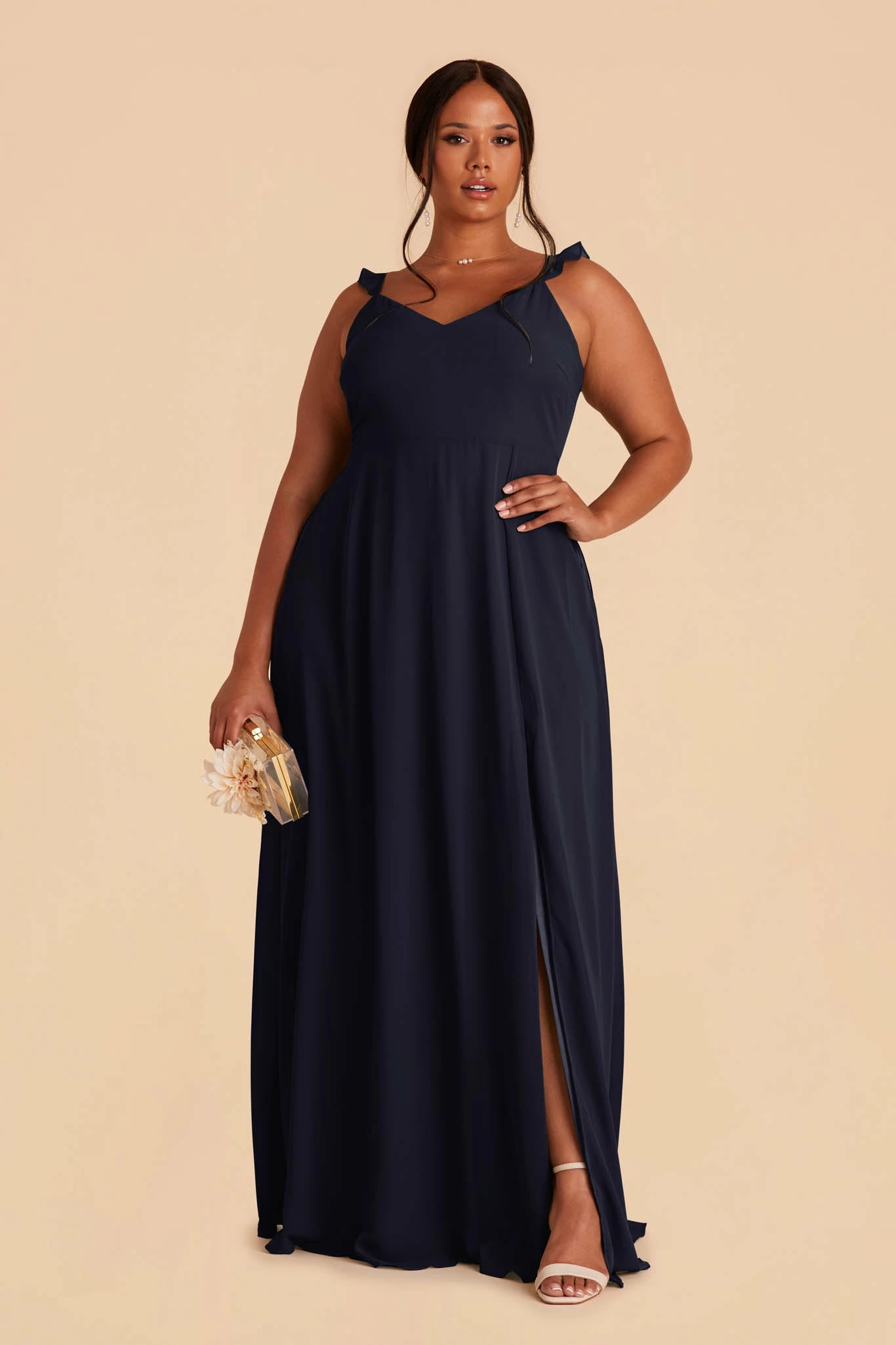 Doris Chiffon Dress - Navy 6 Doris Chiffon Dress - Navy - Image 6
