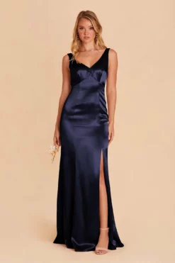 Gloria Shiny Satin Dress - Navy -US Skirt Sales 2024 navy gloria satin bridesmaid dress 02