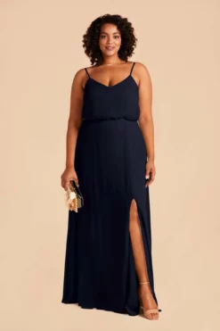 Gwennie Dress - Navy -US Skirt Sales 2024 navy gwennie plus size slit bridesmaid dress 02