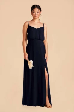 Gwennie Dress - Navy -US Skirt Sales 2024 navy gwennie slit bridesmaid dress 01
