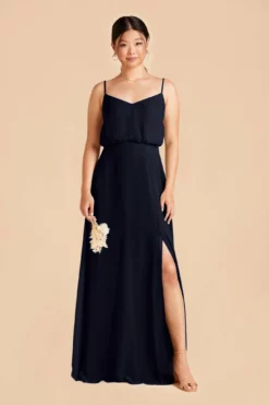 Gwennie Dress - Navy -US Skirt Sales 2024 navy gwennie slit bridesmaid dress 02