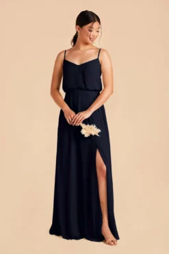 Gwennie Dress - Navy -US Skirt Sales 2024 navy gwennie slit bridesmaid dress 03