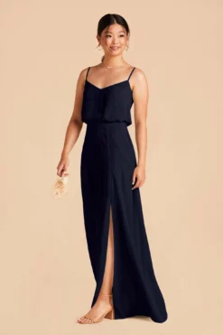 Gwennie Dress - Navy -US Skirt Sales 2024 navy gwennie slit bridesmaid dress 04