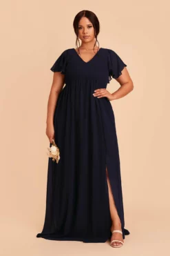 Hannah Empire Dress - Navy -US Skirt Sales 2024 navy hannah plus size bridesmaid dress 02